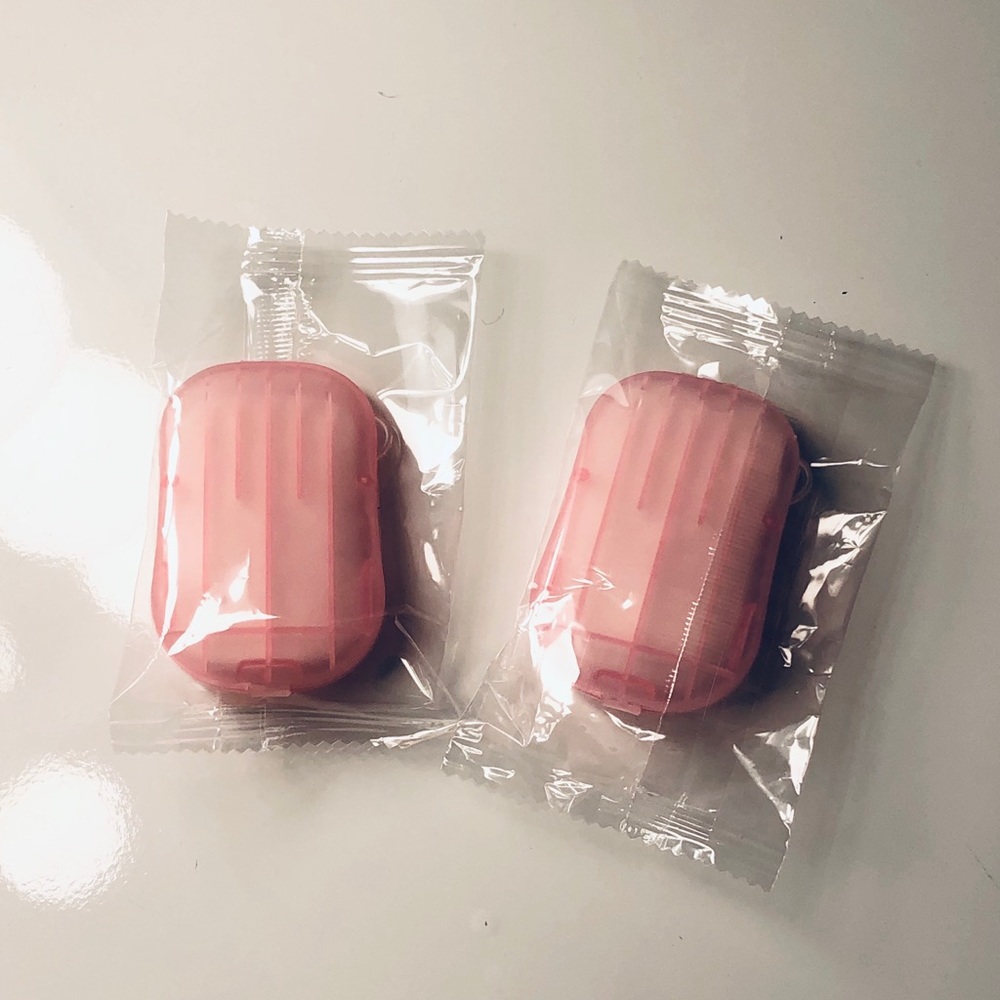 Pink portable soap strips!